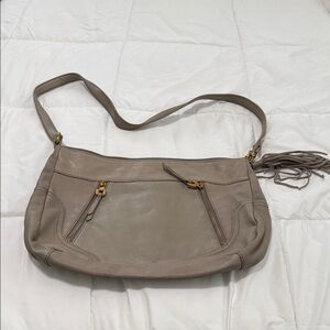 HOBO Taupe Leather Shoulder Bag